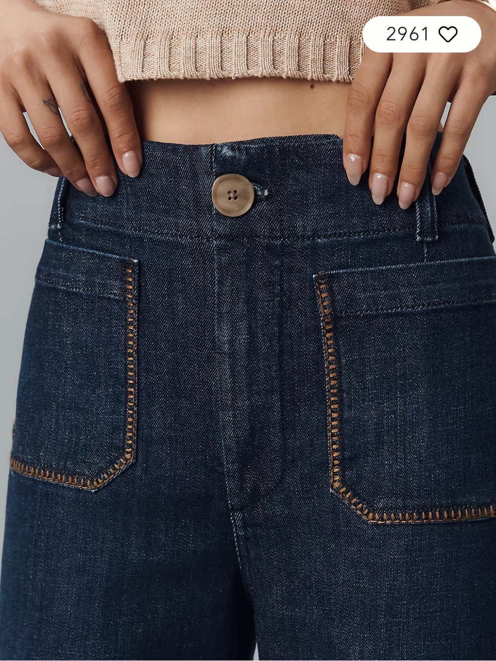 Maeve Colette Whipstitch High-Rise Wide-Leg Cropped Jeans - Picture 4 of 11